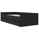 vidaXL Ágykeret fiókkal Fekete tölgy 90 x 200 cm Tömör fenyőfa