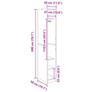 vidaXL Ruhásszekrény polcokkal Fekete tölgy 50 x 30 x 200 cm Faanyag