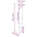 vidaXL Ruhásszekrény polcokkal Fekete tölgy 50 x 30 x 200 cm Faanyag