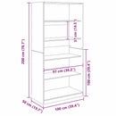 vidaXL Ruhásszekrény polcokkal Fekete tölgy 100 x 50 x 200 cm Faanyag
