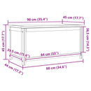 vidaXL Tároló Doboz 90 x 45 x 45 cm Tömör Tölgyfa
