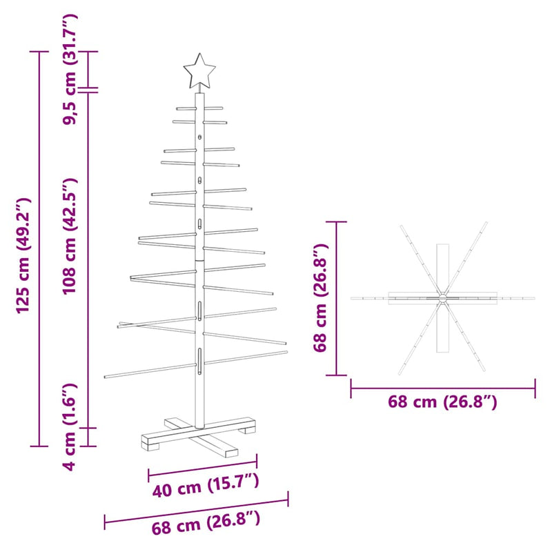 vidaXL Fából készült Karácsonyfa állvánnyal Barna 125 cm bambusz