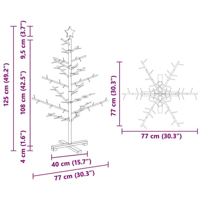vidaXL Fából készült Karácsonyfa Természetes 125 cm Tömör fenyőfa