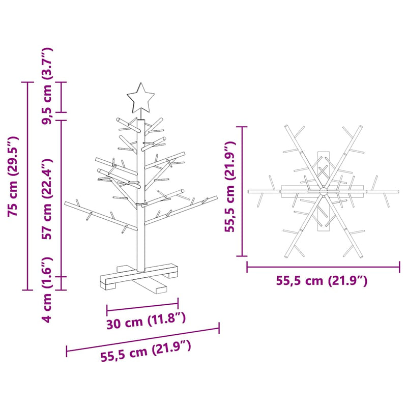 vidaXL Fából készült Karácsonyfa állvánnyal Barna 75 cm Tömör fenyőfa