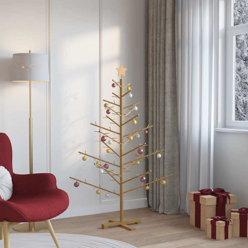 vidaXL Fából készült Karácsonyfa állvánnyal Barna 150 cm Tömör fenyőfa