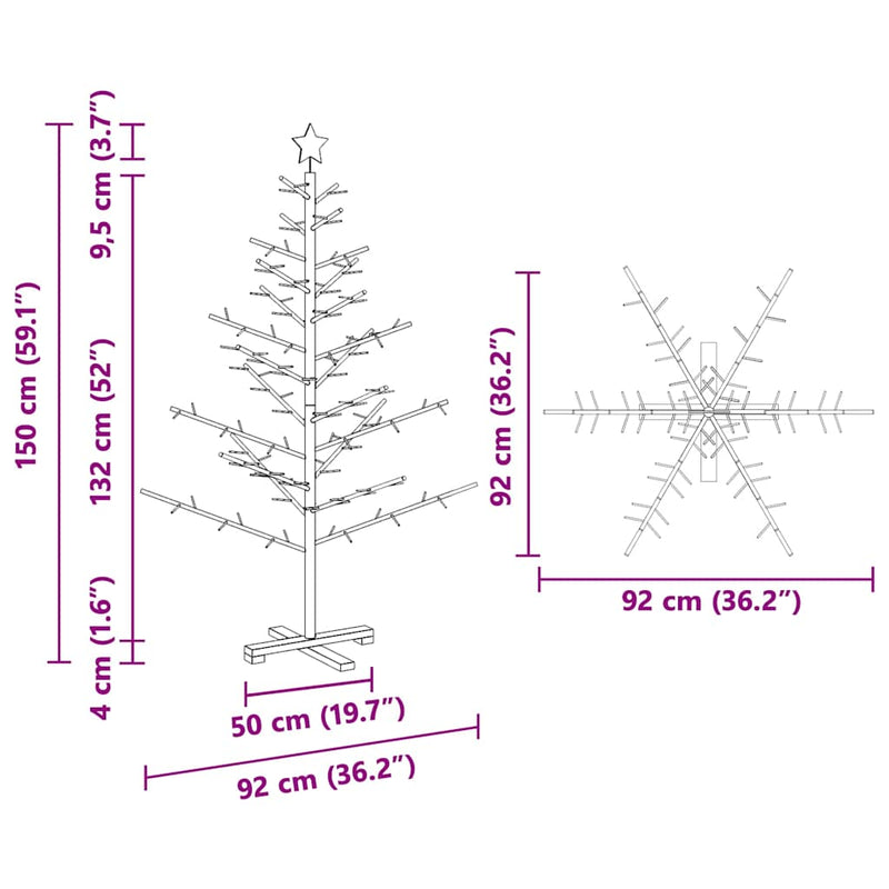 vidaXL Fából készült Karácsonyfa állvánnyal Barna 150 cm Tömör fenyőfa