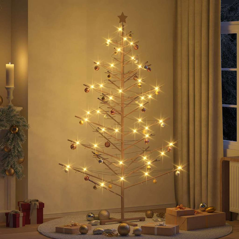 vidaXL Fából készült Karácsonyfa állvánnyal Barna 210 cm Tömör fenyőfa