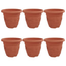 vidaXL Kerek Virágcserép 6 pcs Tégla Vörös Ø 22 x 18 cm Műanyag
