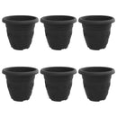 vidaXL Kerek Virágcserép 6 pcs Fekete Ø 22 x 18 cm Műanyag