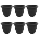 vidaXL Kerek Virágcserép 6 pcs Fekete Ø 26 x 21,5 cm Műanyag