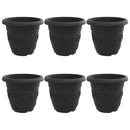 vidaXL Kerek Virágcserép 6 pcs Fekete Ø 34 x 28 cm Műanyag