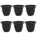 vidaXL Kerek Virágcserép 6 pcs Fekete Ø 39 x 32 cm Műanyag
