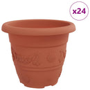vidaXL Kerek Virágcserép 24 pcs Tégla Vörös Ø 22 x 18 cm Műanyag