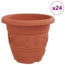 vidaXL Kerek Virágcserép 24 pcs Tégla Vörös Ø 34 x 28 cm Műanyag