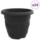 vidaXL Kerek Virágcserép 24 pcs Fekete Ø 30 x 25 cm Műanyag