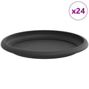 vidaXL Kerek Virág Tálca 24 pcs Fekete Ø 17,5 x 2 cm Műanyag