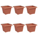 vidaXL Négyzet Virágcserép 6 pcs Tégla Vörös 20 x 20 x 16 cm Műanyag