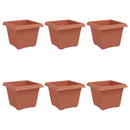 vidaXL Négyzet Virágcserép 6 pcs Tégla Vörös 23 x 23 x 17,5 cm Műanyag