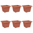 vidaXL Négyzet Virágcserép 6 pcs Tégla Vörös 28,5 x 28,5 x 22 cm