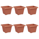 vidaXL Négyzet Virágcserép 6 pcs Tégla Vörös 33 x 33 x 26 cm Műanyag