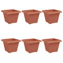 vidaXL Négyzet Virágcserép 6 pcs Tégla Vörös 38 x 38 x 30 cm Műanyag