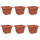 vidaXL Négyzet Virágcserép 6 pcs Tégla Vörös 43 x 43 x 33,5 cm Műanyag