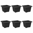 vidaXL Négyzet Virágcserép 6 pcs Fekete 23 x 23 x 17,5 cm Műanyag