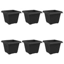 vidaXL Négyzet Virágcserép 6 pcs Fekete 28,5 x 28,5 x 22 cm Műanyag