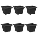 vidaXL Négyzet Virágcserép 6 pcs Fekete 33 x 33 x 26 cm Műanyag