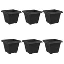 vidaXL Négyzet Virágcserép 6 pcs Fekete 38 x 38 x 30 cm Műanyag