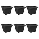 vidaXL Négyzet Virágcserép 6 pcs Fekete 43 x 43 x 33,5 cm Műanyag