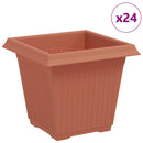 vidaXL Négyzet Virágcserép 24 pcs Tégla Vörös 16 x 16 x 14 cm Műanyag