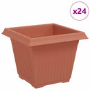 vidaXL Négyzet Virágcserép 24 pcs Tégla Vörös 20 x 20 x 16 cm Műanyag