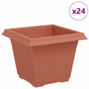 vidaXL Négyzet Virágcserép 24 pcs Tégla Vörös 33 x 33 x 26 cm Műanyag