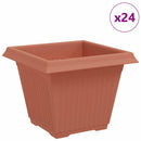 vidaXL Négyzet Virágcserép 24 pcs Tégla Vörös 38 x 38 x 30 cm Műanyag