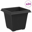 vidaXL Négyzet Virágcserép 24 pcs Fekete 16 x 16 x 14 cm Műanyag