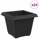 vidaXL Négyzet Virágcserép 24 pcs Fekete 20 x 20 x 16 cm Műanyag