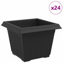 vidaXL Négyzet Virágcserép 24 pcs Fekete 23 x 23 x 17,5 cm Műanyag