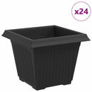 vidaXL Négyzet Virágcserép 24 pcs Fekete 33 x 33 x 26 cm Műanyag