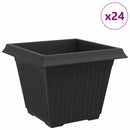 vidaXL Négyzet Virágcserép 24 pcs Fekete 43 x 43 x 33,5 cm Műanyag