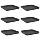 vidaXL Négyzetes Virágtálca 6 pcs Fekete 32 x 32 x 2,5 cm Műanyag