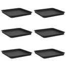 vidaXL Négyzetes Virágtálca 6 pcs Fekete 36 x 36 x 2.5 cm Műanyag
