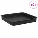 vidaXL Négyzetes Virágtálca 24 pcs Fekete 15 x 15 x 2 cm Műanyag