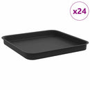 vidaXL Négyzetes Virágtálca 24 pcs Fekete 21 x 21 x 2 cm Műanyag