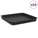 vidaXL Négyzetes Virágtálca 24 pcs Fekete 25,5 x 25,5 x 2,5 cm Műanyag