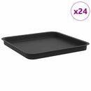vidaXL Négyzetes Virágtálca 24 pcs Fekete 36 x 36 x 2.5 cm Műanyag