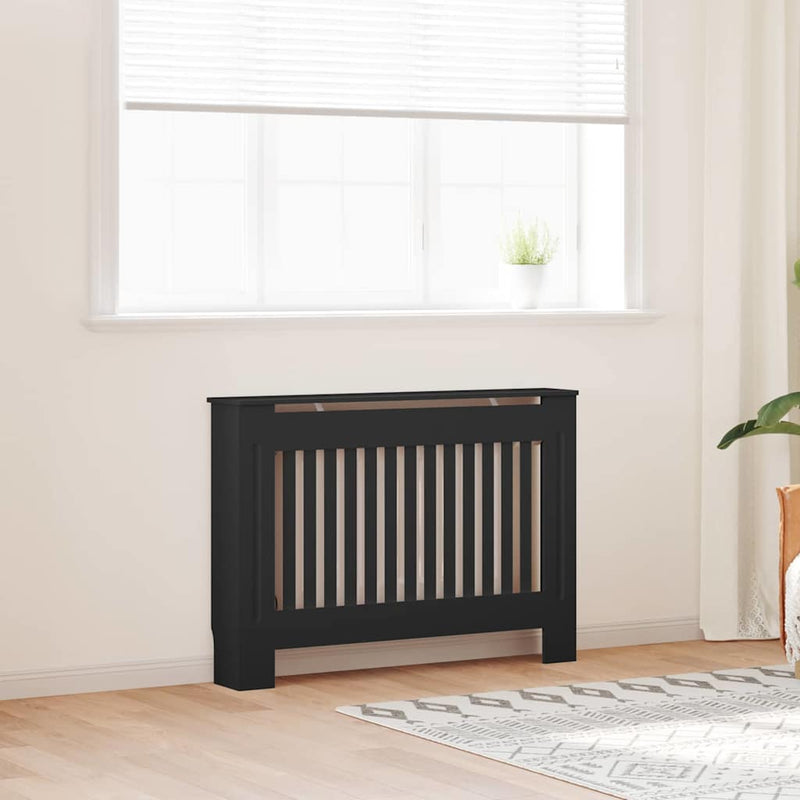 vidaXL Radiátor fedezék 2 pcs Fekete 112x19x81.5cm Faanyag