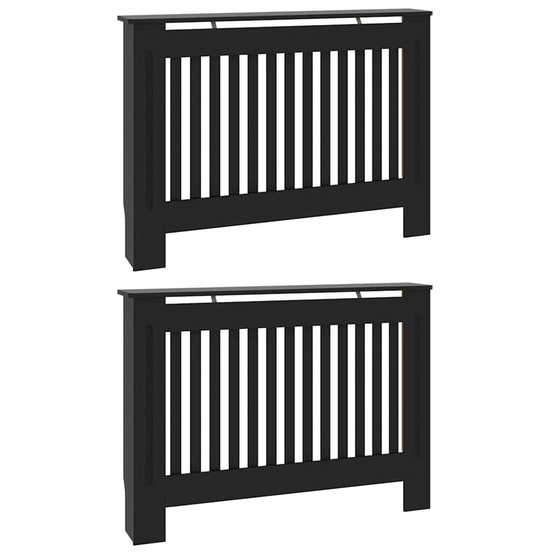 vidaXL Radiátor fedezék 2 pcs Fekete 112x19x81.5cm Faanyag