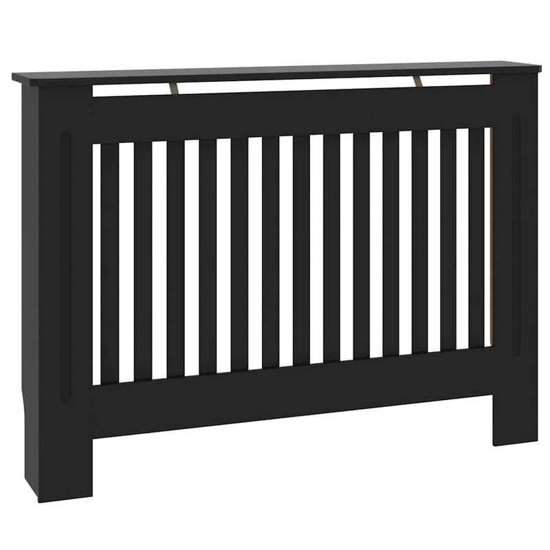 vidaXL Radiátor fedezék 2 pcs Fekete 112x19x81.5cm Faanyag