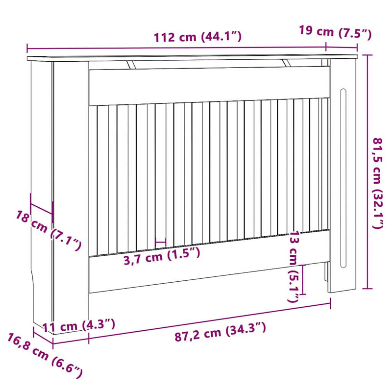 vidaXL Radiátor fedezék 2 pcs Barna 112x19x81.5cm Faanyag